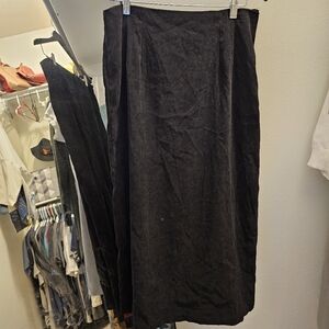 Vintage Full Length Black Suede Skirt Size 12